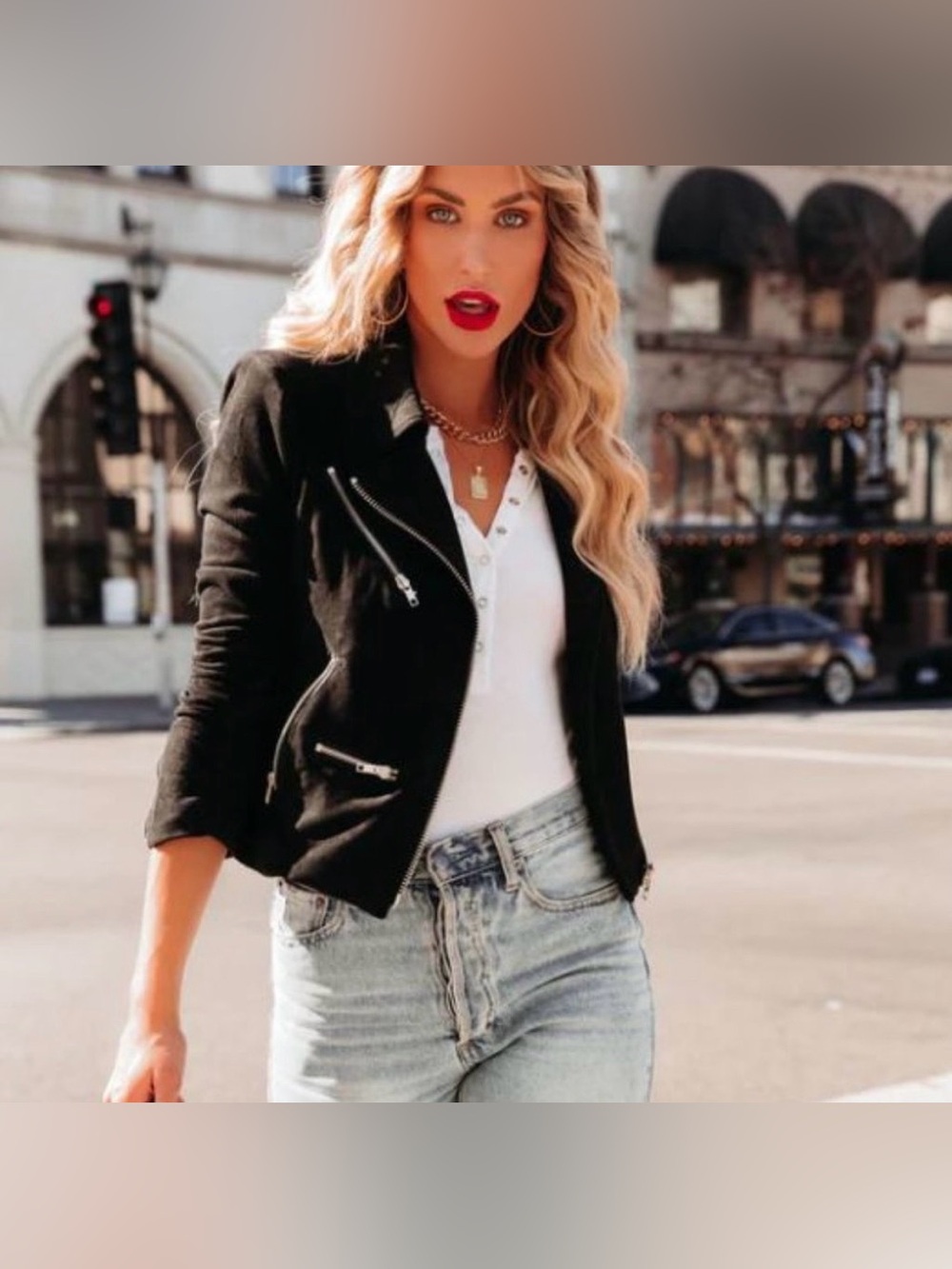 VICI COLLECTION MARKET FAUX SUEDE MOTO JACKET